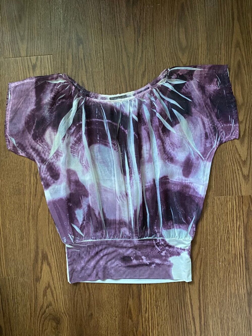 Vintage Katies Australia Purple Tie Dye Sheer Blouson Blouse Size 10
